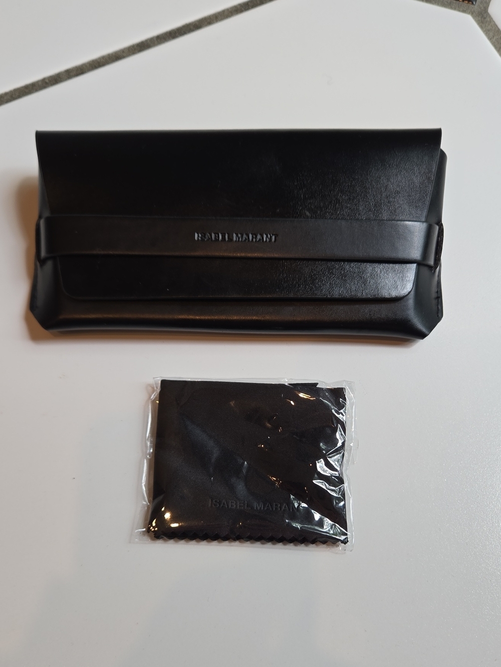 Isabel Marant Black Leather Eyewear Pouch with Cleaning Cloth